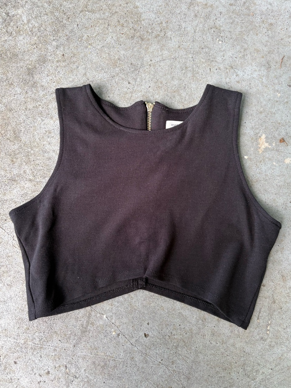 River Island Black Cropped Top